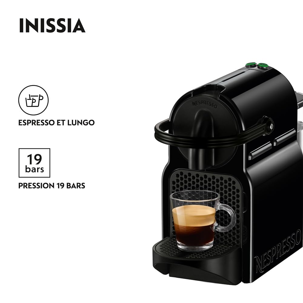 Nespresso Inissia – Machine à Café à Capsules, Noir, 19 Bars