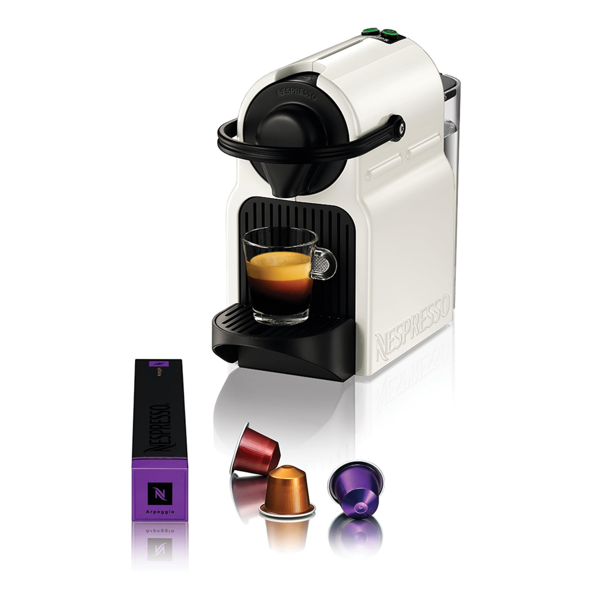 Nespresso Inissia – Machine à Café Espresso, Blanc, Finition Mat et Brillant