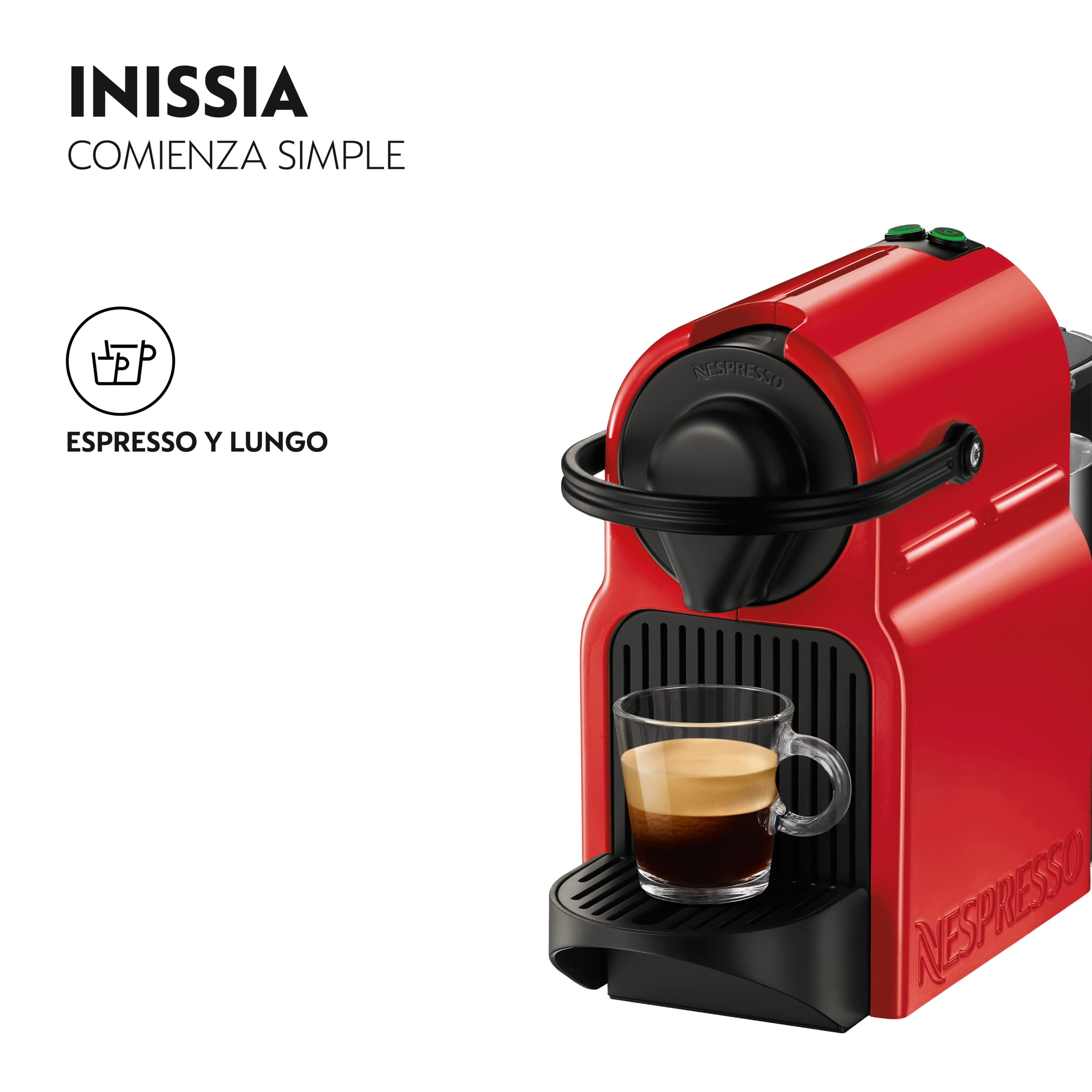 Nespresso Inissia – Machine à Café à Capsules, Rouge Rubis, Réservoir 0,7 L